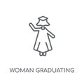 Woman Graduating linear icon. Modern outline Woman Graduating lo