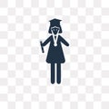 Woman Graduating vector icon isolated on transparent background, Woman Graduating transparency concept can be used web and mobile