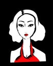 Woman graphic in black white and red