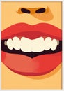 woman poster toothpaste teeth red illustration lipstick pop open fashion lip. Generative AI.