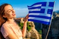 Woman with greek flag Royalty Free Stock Photo