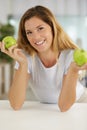 woman with green apple Royalty Free Stock Photo