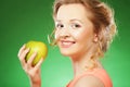 Woman with green apple Royalty Free Stock Photo