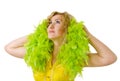 Woman with green boa Royalty Free Stock Photo