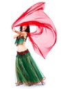 A woman in a green dress Oriental dancer dancing erotic dancer Royalty Free Stock Photo