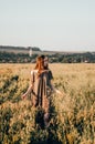Woman in wheat field Royalty Free Stock Photo