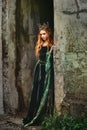 Woman in green medieval dress Royalty Free Stock Photo