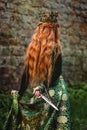 Woman in green medieval dress Royalty Free Stock Photo