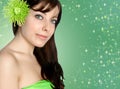 Woman in green spa