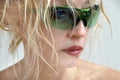 Woman in Green Sunglasses Royalty Free Stock Photo