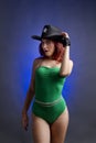 Woman in green swim suit Royalty Free Stock Photo