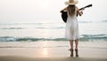 Woman Guitar Lady Rhythm Beach Holiday Girl Concept Royalty Free Stock Photo