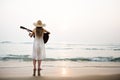 Woman Guitar Lady Rhythm Beach Holiday Girl Concept Royalty Free Stock Photo