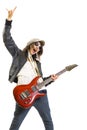 Woman guitarist playing the guitar Royalty Free Stock Photo