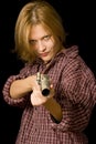 Woman with gun Royalty Free Stock Photo