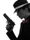 Woman gun gangster killer silhouette Royalty Free Stock Photo