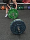 Woman in the gym prepared to train weight training exercises Royalty Free Stock Photo