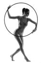 Woman gymnast with hula hoop Royalty Free Stock Photo