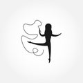 woman gymnast with ribbon silhouette icon Royalty Free Stock Photo