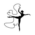 Woman gymnast with ribbon silhouette. gymnast simple isolated icon Royalty Free Stock Photo