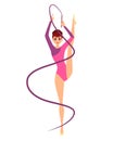 Woman gymnast with ribbon