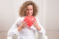 Woman with haert balloon Royalty Free Stock Photo