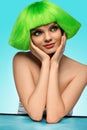 Woman Hair. Beauty Fashion Model With Funky Green Hairstyle And Royalty Free Stock Photo