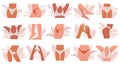 Woman hair body positive set with female legs, hands with unshaved hairy vector illustration Royalty Free Stock Photo