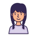 Woman with hair braids character fill style