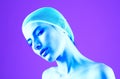 Woman With Hair Covered - Blue Tone Royalty Free Stock Photo