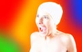 Woman With Hair Covered - Screaming 4 Royalty Free Stock Photo