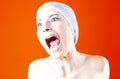 Woman With Hair Covered - Screaming 5 Royalty Free Stock Photo