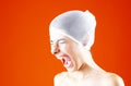 Woman With Hair Covered - Screaming 6 Royalty Free Stock Photo