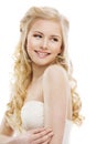 Woman Hair and Face Beauty, Model Long Blond Curly Hairstyle Royalty Free Stock Photo