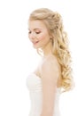 Woman Hair and Face Beauty, Model Long Blond Curly Hairstyle