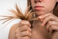 Hair problems - brittle, damaged, dry and loss hair concept