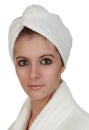 Woman with hair wrap towel Royalty Free Stock Photo