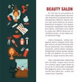 Woman hairdresser beauty salon poster flat design for hair coloring and styling.