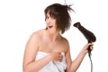 Woman with hairdryer