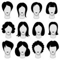 Woman hairstyle black vector hair silhouettes