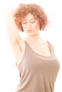 Woman with Hairy Armpit Royalty Free Stock Photo