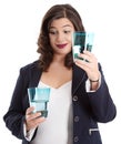 Woman with half-empty water glass Royalty Free Stock Photo