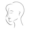 Woman half face line art. Minimalistic style. Vector hand drawn beauty fashion illustration for logo, cosmetics or