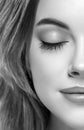 Woman half-face young beautiful healthy skin portrait black and white Royalty Free Stock Photo