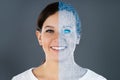 Woman Half Robot Face Royalty Free Stock Photo