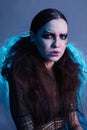Woman with halloween make-up. angry mystic girl Royalty Free Stock Photo