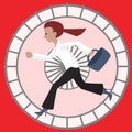 Woman in hamster wheel