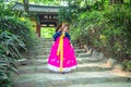 Woman with Hanbok,the traditional Korean dress.