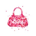 Woman hand bag of pink rose petals Royalty Free Stock Photo