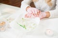 Woman hand care. Hands and spa relaxing. Beauty woman nails. Royalty Free Stock Photo